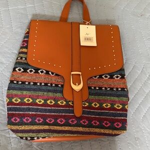 Stylish Tan and Multicolor Backpack